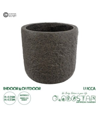 GloboStar® Artificial Garden LUCCA 20755 Επιδαπέδιο Πολυεστερικό Τσιμεντένιο Κασπώ Γλάστρα - Flower Pot Καφέ Φ25 x Υ23cm